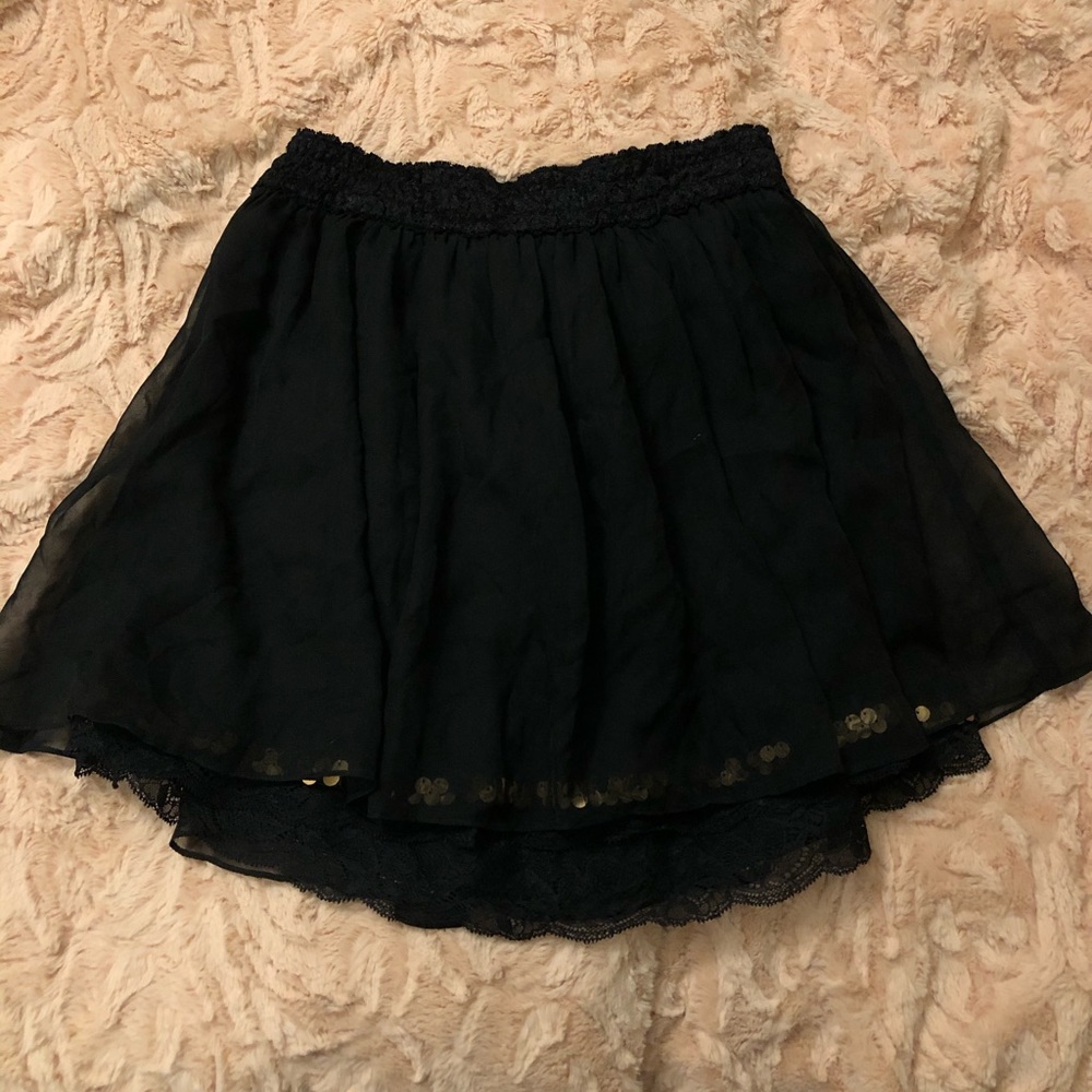 Black Free People Skirt with Sparkle and Lace hem
